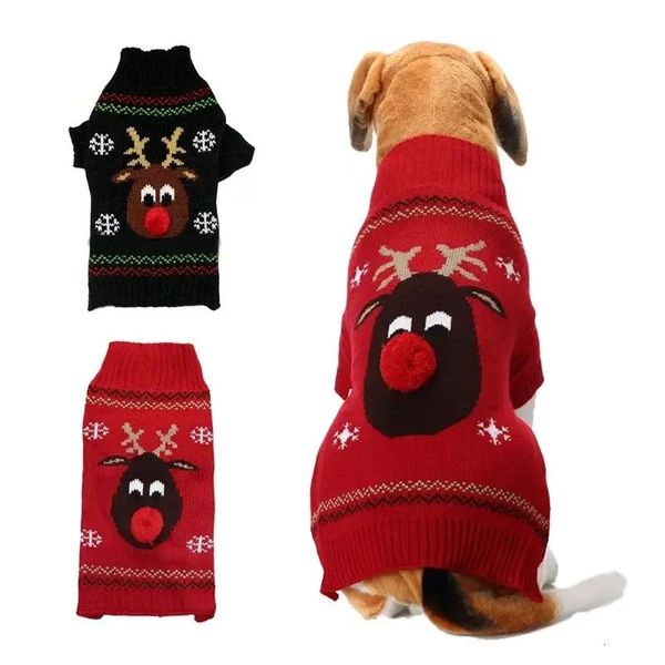 Welsh Corgi Vestiti per cani di Natale Cervo dal naso rosso Maglione pullover lavorato a maglia Inverno Labrador Golden Retriever Abbigliamento medio grande 240106