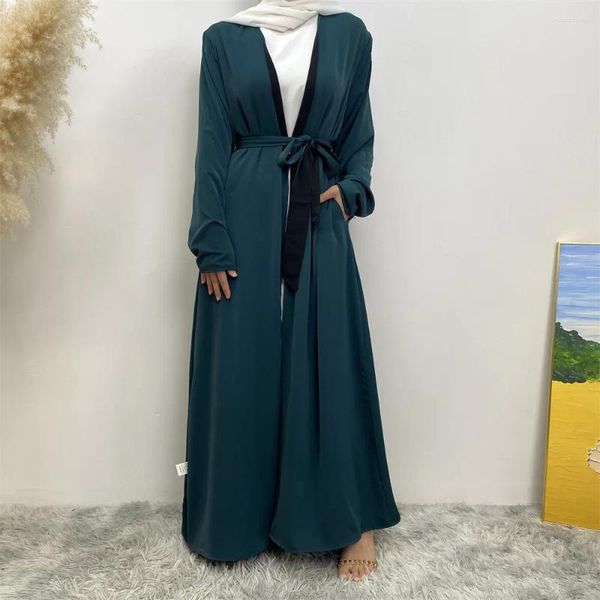 Etnik Giyim 2 Arada 1 Tersinir Açık Abaya Yan Cepleri İslami Kimono Müslüman Kadınlar Doğru Renkli Dubai Türkiye Hijabi Kaftan Ramazan