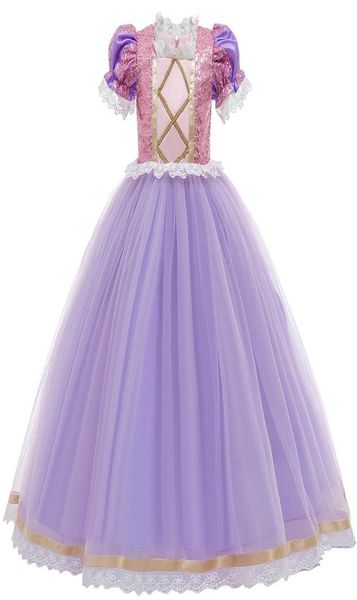 Le ragazze estive vestono i bambini Cosplay Sophia Rapunzel Abiti da principessa per la ragazza Paillettes Festa di compleanno Abito da sera Abbigliamento per bambini T1950066