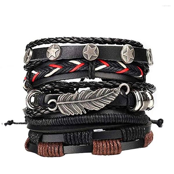 Charme pulseiras 2024 moda tecido conjunto combinação vintage pulseira folha frisada jóias presente para homens e mulheres