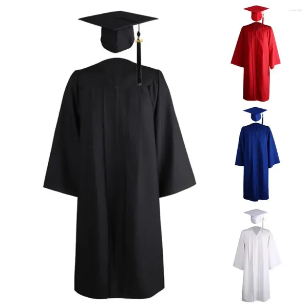 Conjuntos de roupas Adulto Vestido de Graduação Cap Manga Longa Universidade Academic Dress Plus Size Unisex Robe Mortarboard Uniforme Escolar