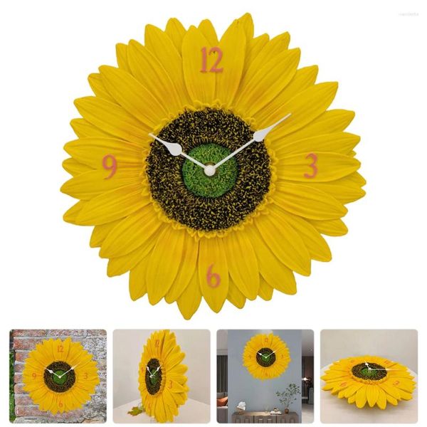 Wanduhren Sunflower Outdoor Wasserdicht Hause Uhr Wohnzimmer Dekoration Für Schlafzimmer Bling Harz Dekor