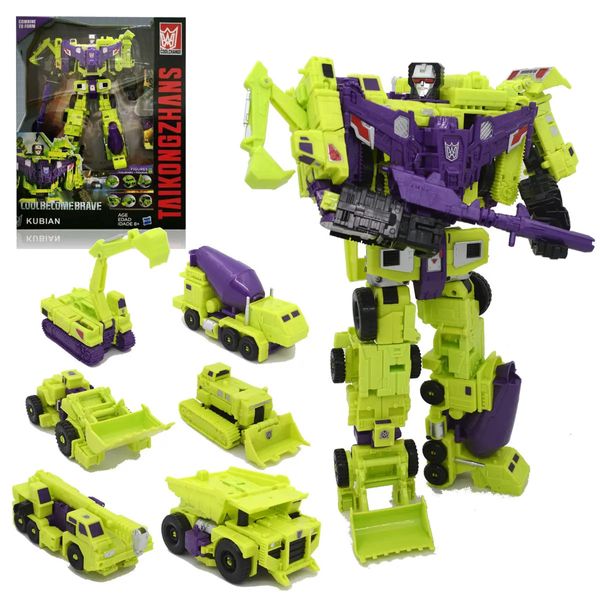 HZX 6In1 Devastator Haizhixing Trasformazione Giocattoli Anime Action Figure KO G1 Robot Ingegneria Aeronautica Modello di Veicolo NO Box 240106