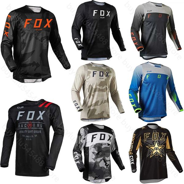 2v5j 2024 T-shirt de mode Costume de vélo de montagne Foxx T-shirts pour hommes Coupe de descente pour hommes Chemises de VTT Offroad DH Moto Motocross Sportwear