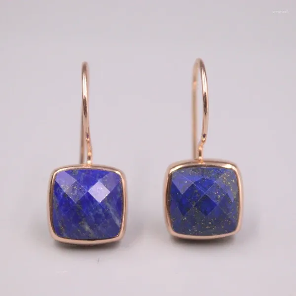 Dangle Küpeler Saf S925 STERLING Gümüş Lapis Lazuli Kadınlar 27x12mm Meydan