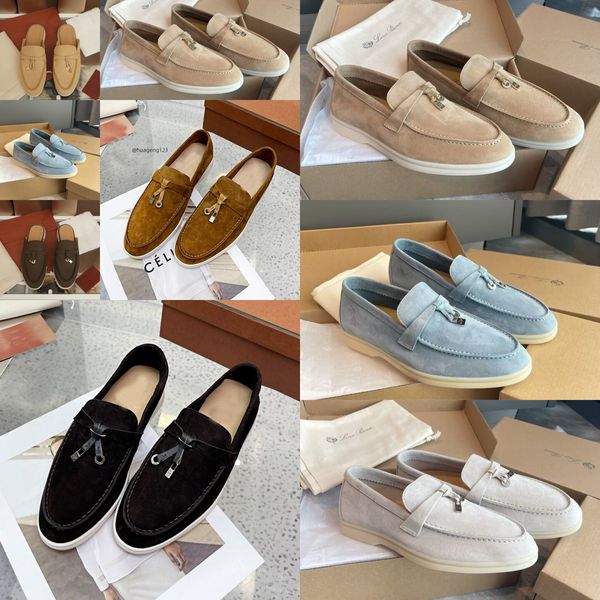 Loro Pianas Scarpe LP Casual Uomo Donna Mocassini stile stella Piatto Basso Top Oxford in pelle scamosciata di mucca Scarpe firmate Mocassini Mocassini Sneakers Scarpe eleganti 33