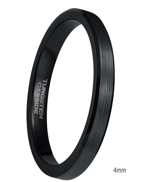 4mm 6mm 8mm Siyah Tungsten Cardide Ring Erkekler Yüksek Cilalı Kenarlar Aly Band Nişan Yüzükleri Kadınlar İçin Erkek Takı Konforu Fit6953179