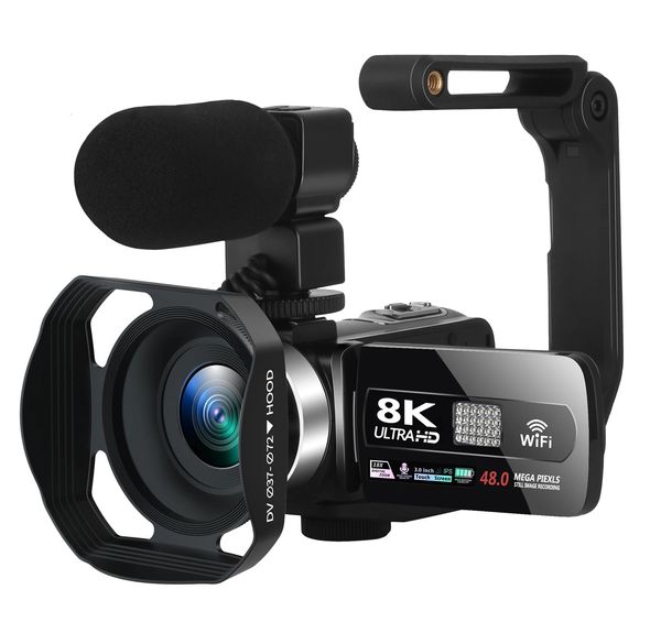 8K Professioneller Camcorder WIFI Digitale Videokamera für Streaming Vlog Recorder 16X TimeLapse Webcam Stabilizer Cam 240106