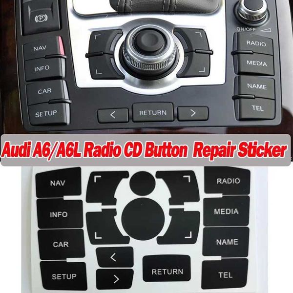 Adesivi per auto 5 set per Audi A6/A6L 2004-2011 Guida a sinistra Radio CD Pulsante audio Riparazione Decalcomanie Adesivi Accessori interni di ricambio