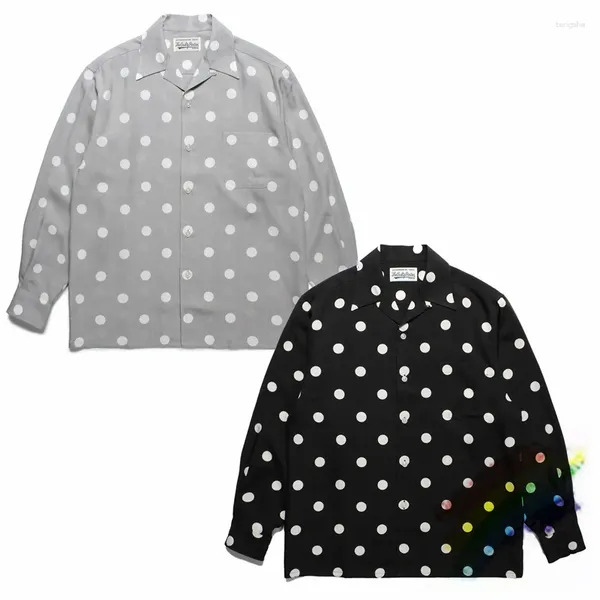 Camicie casual da uomo WACKO MARIA DOTS CAMICIA A COLLO APERTO Uomo Donna Top hawaiano a maniche lunghe