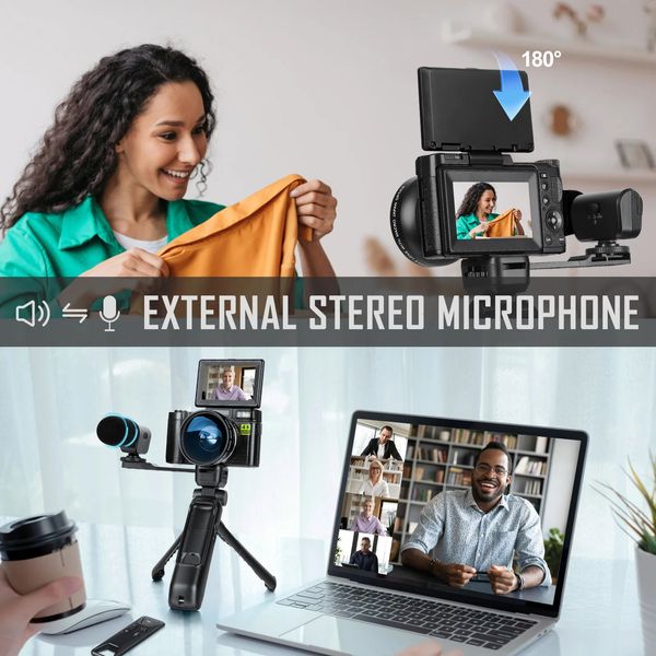 Cattura splendide foto e video 4K con il kit Vlogger per fotocamera digitale GAnica 48MP - Include microfono, telecomando, impugnatura per treppiede per la fotografia professionale