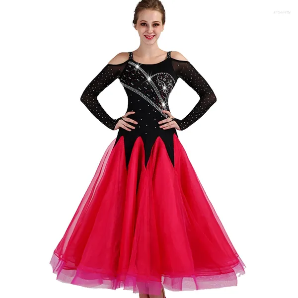 Stage Wear Ballroom Competition Abiti da ballo Donna 2024 Gonna da ballo di flamenco elegante sexy Abito standard di colore nero