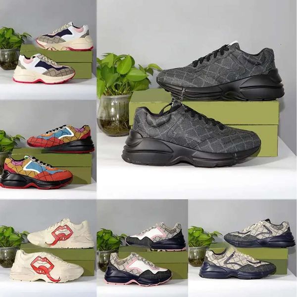 Дизайнерская повседневная обувь Rhyton, разноцветные женские и мужские кроссовки, винтажная обувь из натуральной кожи, увеличивающая платформу, кроссовки для отдыха, коробка 35-46 24