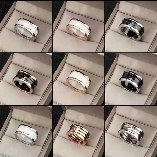 Bvlgaerri Band Designer Ringe Baojia Designer Ring Schwarz Keramik weißer Spdesigner Ring 18K Nicht -Sterling -Silber -Paar Geschenk für Freundin