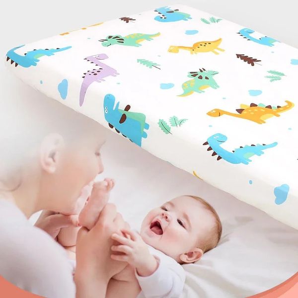 Capa de colchão para bebê nascido, lençol com elástico 70x140, colcha infantil, conjunto de roupa de cama para meninos e meninas, berço de algodão 240106