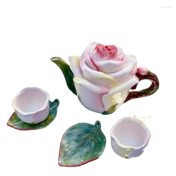 Teegeschirr Sets Keramik Rose Geschenk Teekanne Set Praktische Hause Dekoration Tasse Büro Rest Trinken Tee Restaurant Boutique Topf