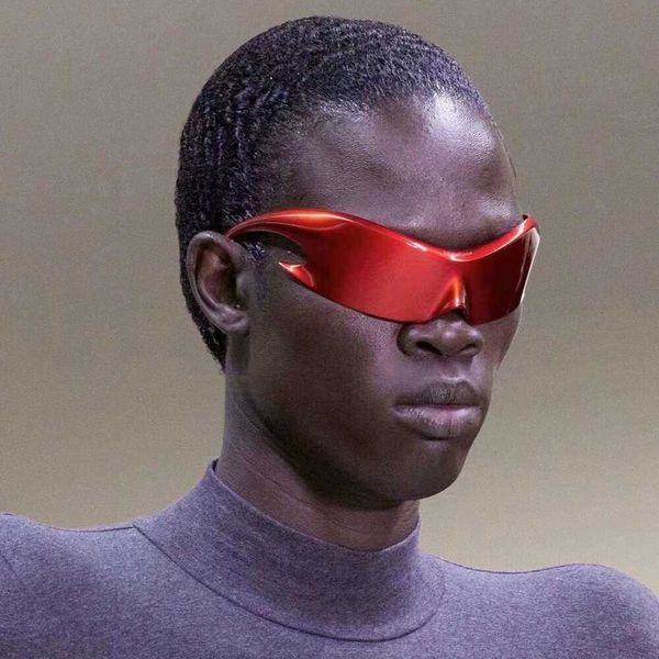 2023 Mode Reiten Futuristische Stream Punk Sonnenbrille Männer Frauen Ein Stück Übergroße Hip Hop Y2kNI8X