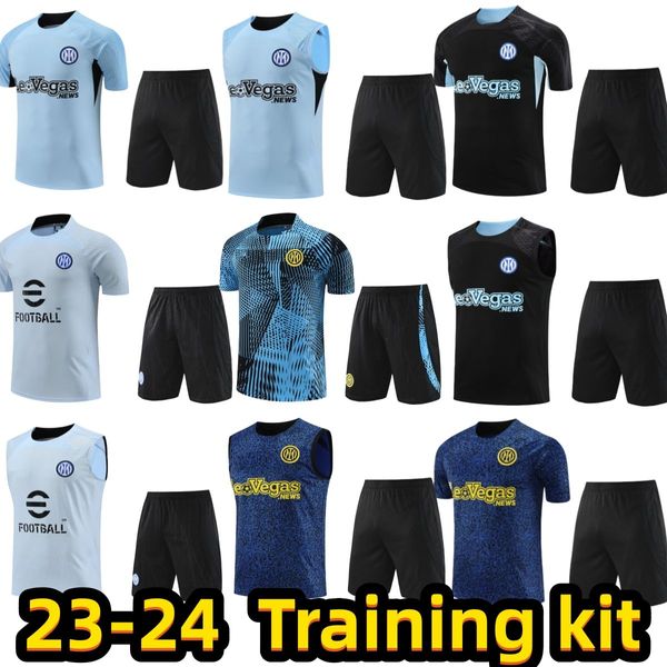 2023 2024 Inter TUTA Maglia da calcio LUKAKU MILANS Tuta da allenamento 23 24 MILAN camiseta DE FOOT Maglia da calcio da uomo Maniche Maglia sportiva Maglia sportiva Set da allenamento