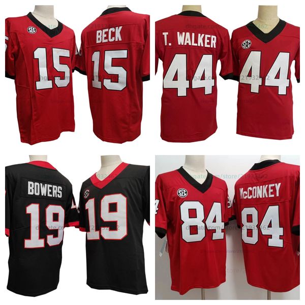 # 15 Carson Beck # 19 Brock Bowers 44 t.walker 84 Ladd McConkey Jersey College Football Jersey masculino todos costurados tamanho masculino