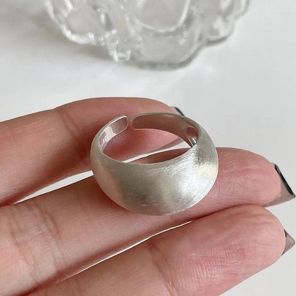 Anéis de cluster 925 prata esterlina único oval grande anel simples para mulheres ajustável jóias abertas vintage fosco presente de festa de aniversário