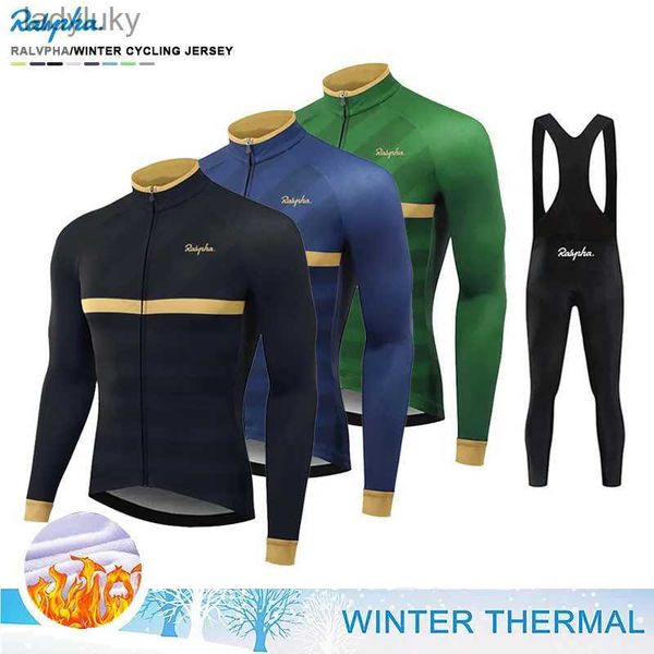 Radtrikot-Sets, Winter-Thermo-Fleece, langärmelig, Rapha Radtrikot-Set, Trägerhose, Ropa Ciclismo, Fahrradbekleidung, MTB, Herrenbekleidung, Anzug, L240108