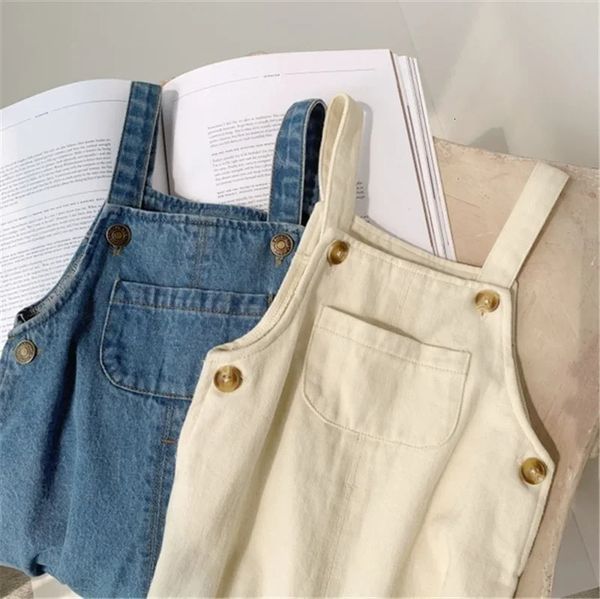 Bebê menino sólido denim macacão criança jean bib calças infantil macacão roupas infantis crianças macacão outono meninas outfits 240108