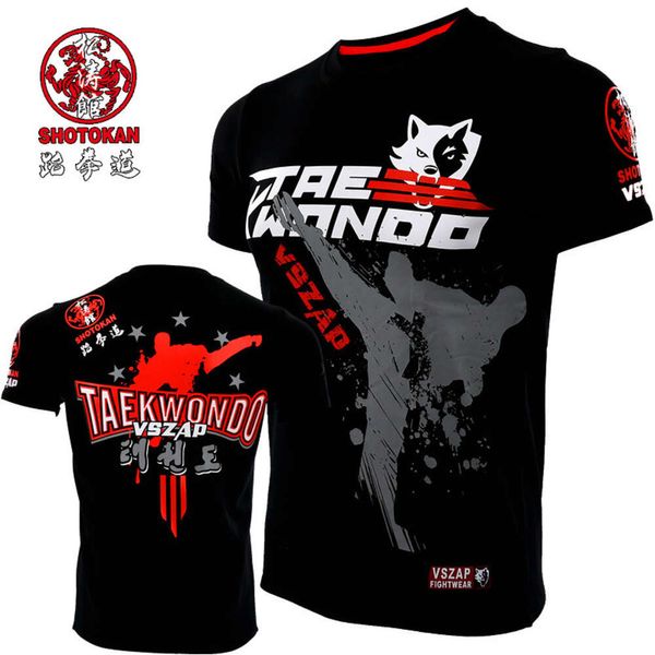 Vszap taekwondo treino manga curta camiseta treinamento esportivo luta mma combate desempenho roupas de competição