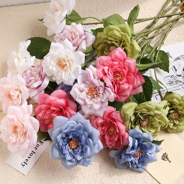 Fiori decorativi Simulazione Rose Fiori Piante artificiali per la disposizione della scrivania di casa e ufficio Decorazione della festa nuziale Bouquet fai da te