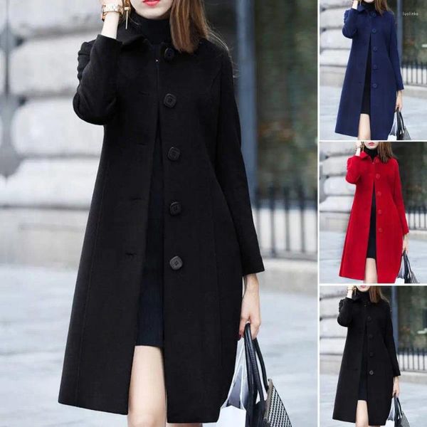 Women's Jackets Winter Jacket Cardigan Lady Long Sleeves Buttons Trendy Western Style Lapel Women Coat