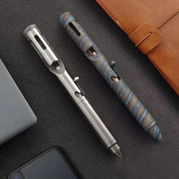 Penna tattica in lega Penna a bullone aziendale Penna in metallo Stampa semplice Penna multifunzione portatile EDC per esterni 240106