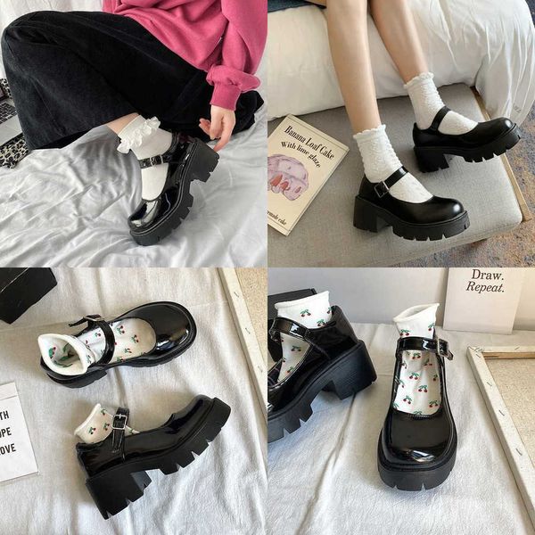 Scarpe Eleganti da Donna Scarpe con Suola Spessa per Donna Casual Stile Britannico Jk Studentesse in Pelle Versione Coreana Torre Donna Punta Rotonda Tacchi Alti Mary Jane