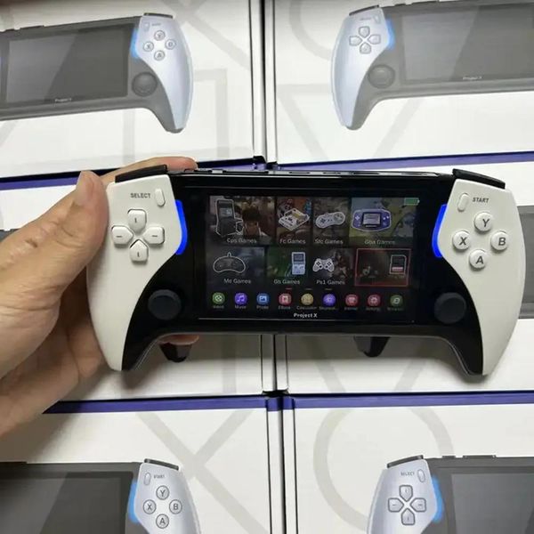 Players Portable Project X 4,3 polegadas IPS Screen Console de jogos portátil com Double 3D Rocker Player Video Games Suporta PS1 Arcade Hd Outpu