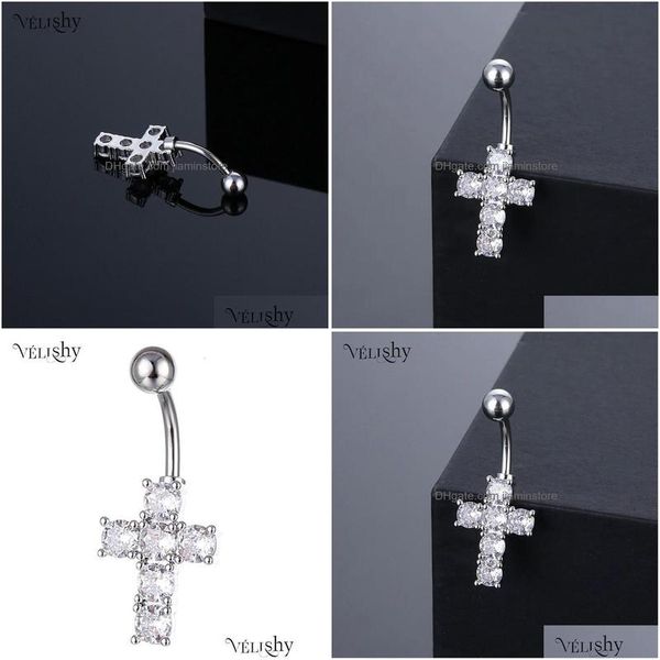 Anéis de nariz Studs Nariz Anéis Studs Trendy Crystal Zircon Cruz Umbigo Anel Piercing Moda Umbigo Prego Punctura Corpo Jóias A Dh4Hs