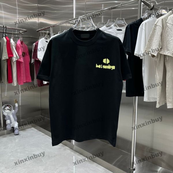 xinxinbuy 2024 Maglietta da uomo firmata Tee Parigi stampa di lettere su nastro Parigi donna nero bianco giallo blu XS-2XL