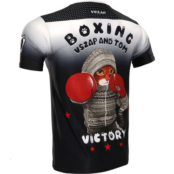 322 Combat Cat Wear Fighting Training Boxing Vszap T-shirt a maniche corte da uomo Competition Running Workou