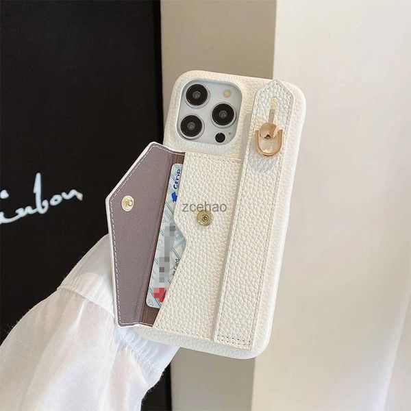 Cell Phone Cases Wrist Strap Wallet Leather Case For iPhone 11 12 13 14 15 Pro Max Luxury Card Holder Protective CoverL240105