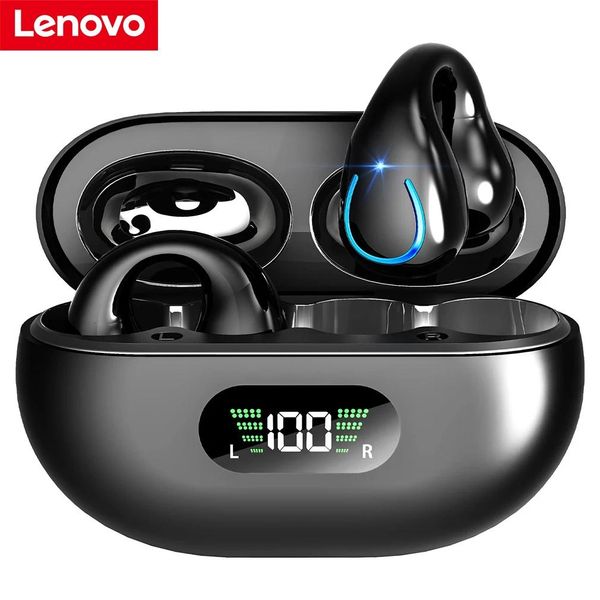 Fones de ouvido Lenovo Freebuds Clip On Bluetooth 5.3 Fones de ouvido abertos condução óssea fone de ouvido sem fio à prova d'água esporte corrida trabalho fone de ouvido