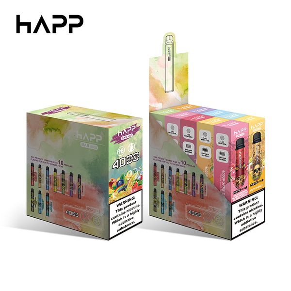 HAPP Bar 4000 Puffs Vape Одноразовые электронные сигареты Mesh Coil 2% 5% E Juice Vaper 1,0 Ом Mesh Coil Desechables 4k 9k 12k Einweg Vapes 15 вкусов на складе, ЕС