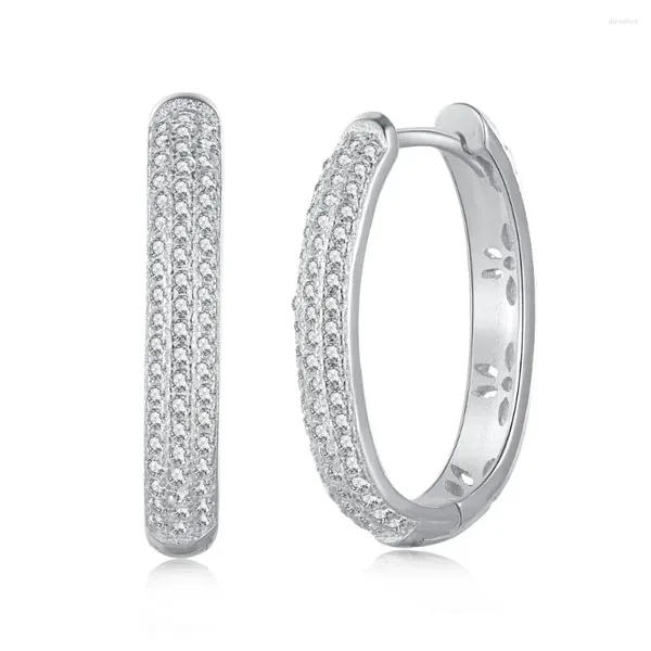 Brincos Europeus e Americanos S925 Sterling Silver Full Diamond Zircon Incrustados Femininos com Design Versátil Frio