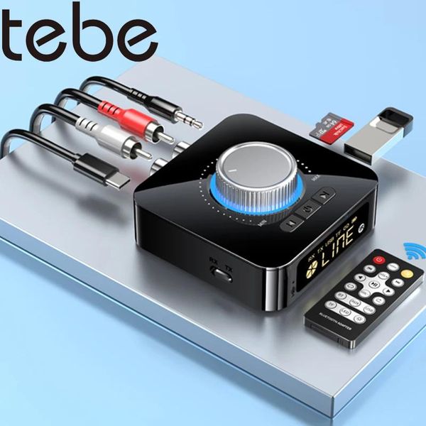 Anschlüsse Tebe Digital Bluetooth 5.0 Empfänger Sender Audio-Adapter 3,5 mm Aux/RCA WTF/U Disk Play mit Mikrofon LCD-Bildschirm für TV-Auto