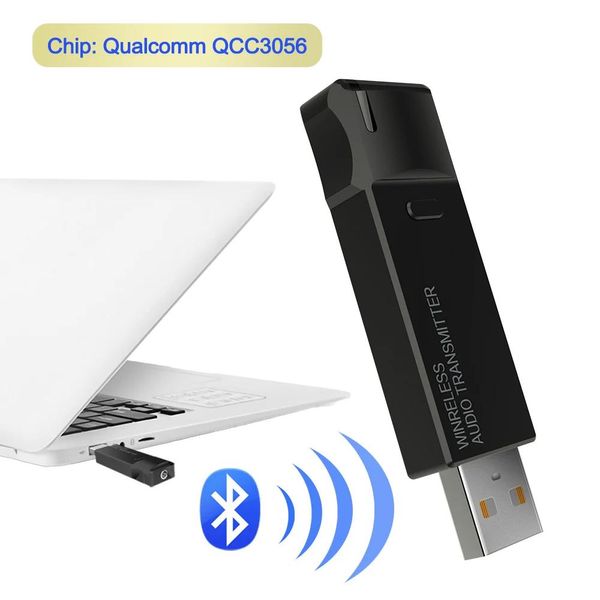 Anschlüsse Kebidu USB-Adapter Bluetooth V5.3 Sender Audio MP3 Aux Stereo-Empfänger niedrige Latenz QCC3056 für MacBook Autozubehör echt