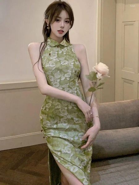 Casual Kleider 2024 Sommer Frauen Mode Elegante Vintage Dünne Midi Weibliche Chinesische Neuheit Party Kleidung Vestdios