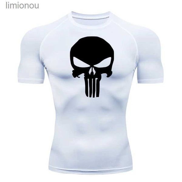 Men's T-Shirts Men's Tops T-Shirts Summer Short Sle Compression Shirt Fitness MMA Top Skull T-Shirt Black Men Breathable Bodybuilding TopsL240108