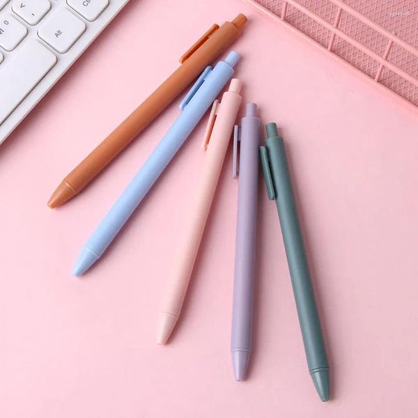 Kawaii bonito material escolar canetas engraçadas 0.5mm caneta de imprensa fina presente do escritório macaron tinta preta manual gel sinal