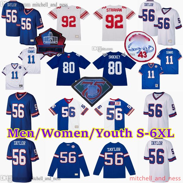 Personalizado S-6XL Clássico Vintage Futebol 11 Phil Simms Jersey Retrocesso 1925-1999 Ponto 53 Harry Carson 56 Lawrence Taylor 58 Carl Banks 89 Mark Bavaro 10 Eli Manning