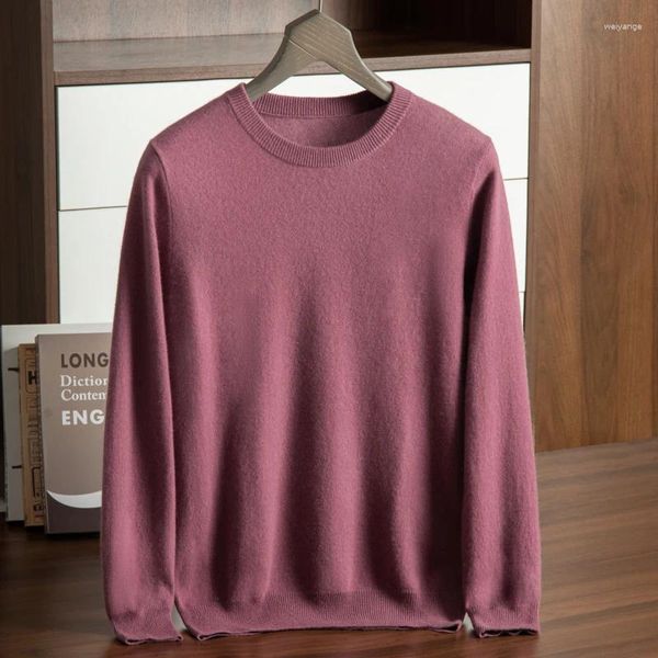 Maglioni da uomo Maglione basic in cashmere 23 Autunno/inverno Girocollo Vestibilità ampia Pullover a maniche lunghe Camicia casual con fondo in maglia di lana