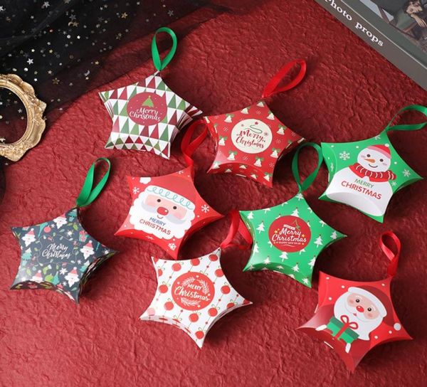 Envoltório de presente de Natal caixas em formato de estrela caixa de papel dobrável manual papéis de origami doces lanches objetos etc embrulhando vários estilos souv2413399