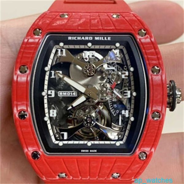 RichardMill RM014 Relojes para hombre Reloj Tourbillon mecánico manual de 45x38,9 mm Red Devil NTPT FUN