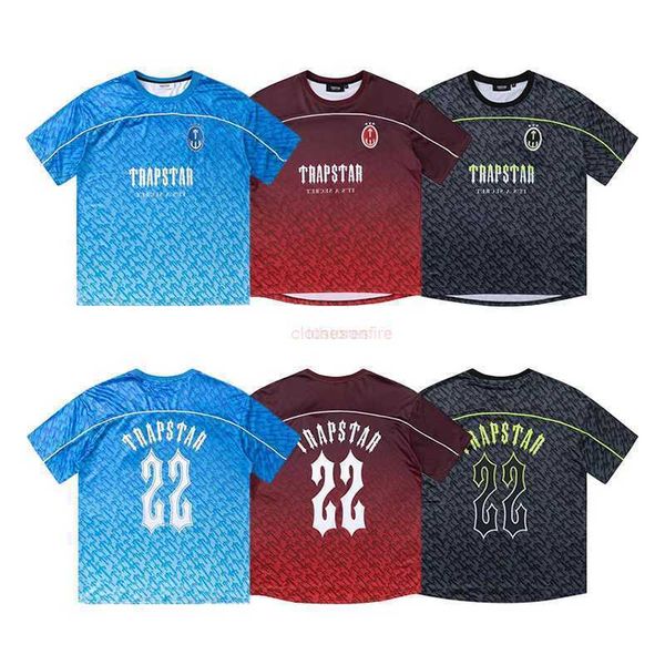 Designer Moda Roupas Tees Tsihrts Camisas Trapstar Oblique Número Basquete Jersey Futebol Gradual Mudança de Cor Esportes Manga Curta Tee Atacado