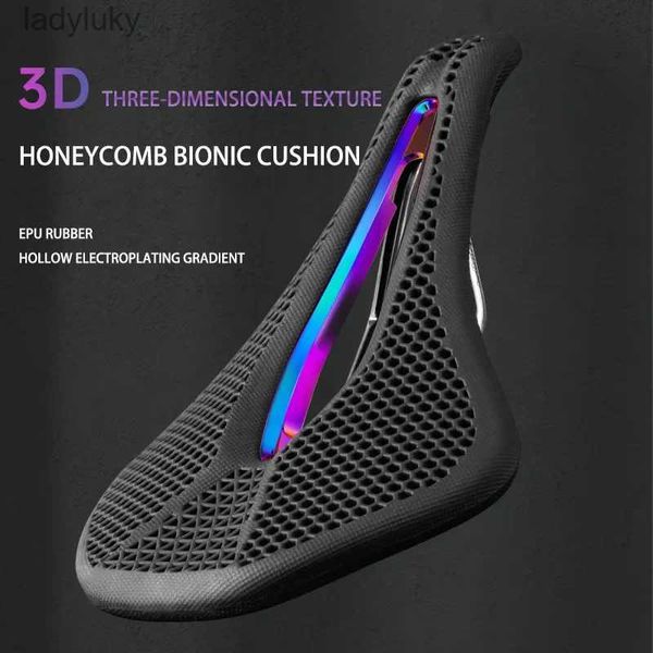 Bicicleta Saddles MTB Road Bike Acessórios Peças Banco de Assento de Bicicleta Honeycomb 3D Respirável Leve Forte Durável Resistente ao Desgaste SaddleL240108